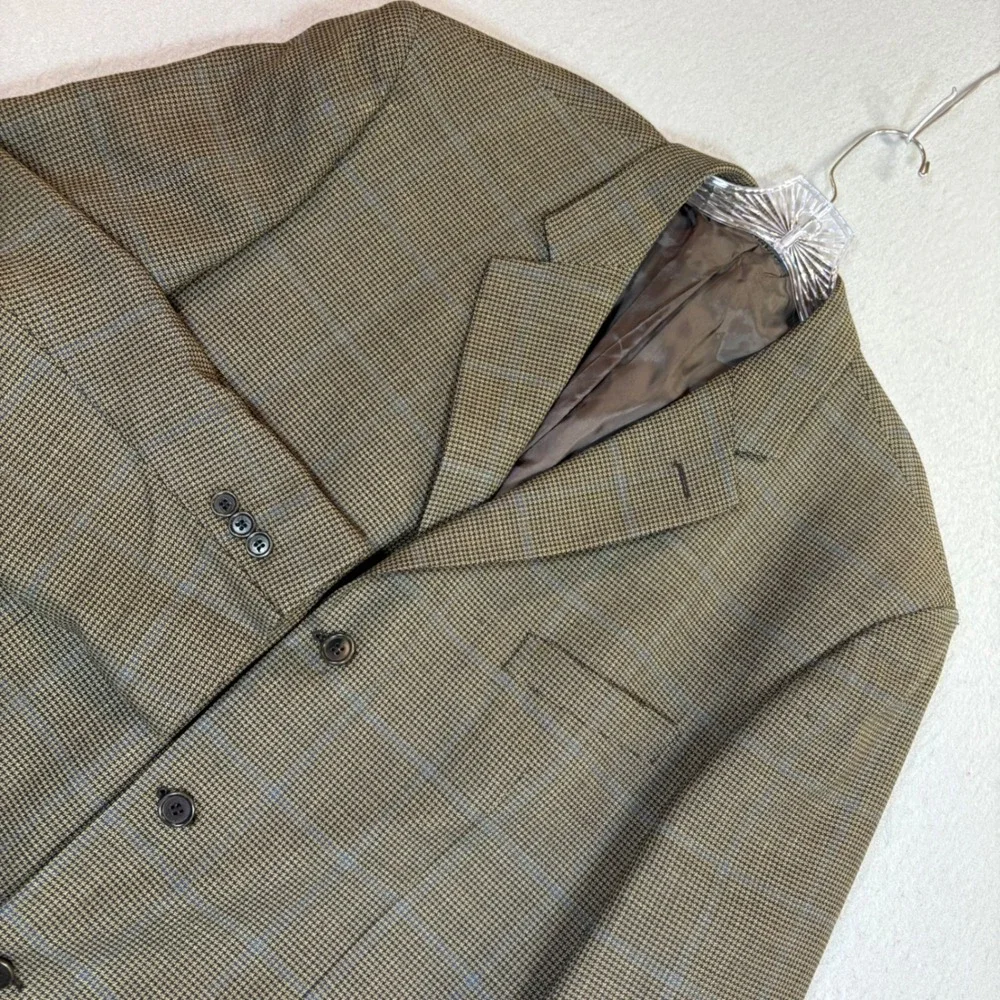 Principe Sport Coat Mens 44L Virgin Wool Houndstooth Brown Made in Italy EUC